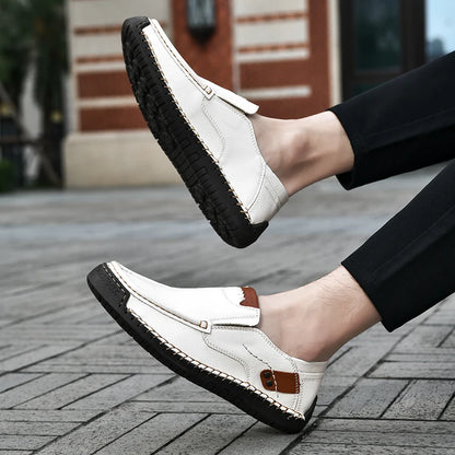 Handmade Leather Men Shoes Casual Comfortable Slip On Loafers Men Leather Shoes Flats Moccasins Walking Shoes Dropshipping