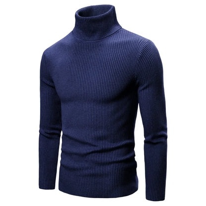 Autumn Winter New Men's Turtleneck Sweater Male Version Casual All-match Long Sleeved Stripes Knitted Sweater Pullover