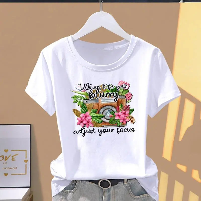 Modal Female Print Fashion Cute Internet Celebrity Short-sleeved T-shirt Women Clothing  Tops  Oversized T Shirt