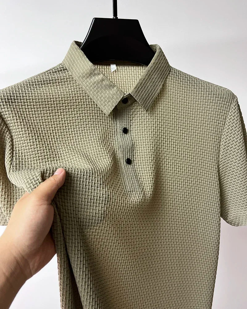 Waffle Ice Silk Short Sleeved Men's Polo Shirtsweat Absorbing Casual Shirtcool and Breathable New Style High-quality Busin