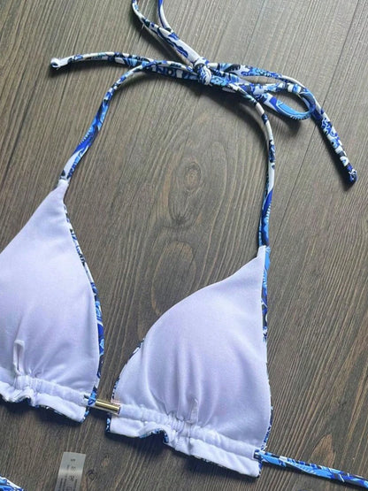 RUOTONSEPT Sexy Blue and white porcelain Print Bikini Set Women's Swimsuit Two-piece Swimwear Bathing Suit Brazilian Biquinis