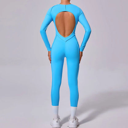 New Autumn/Winter Women's One-piece Yoga Jumpsuit leggings Long-sleeved Sexy Backless Slim Fit Sports Outfit