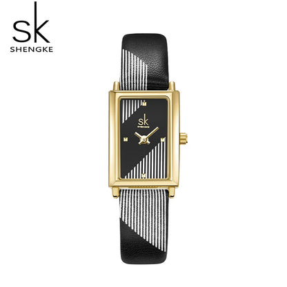 Shengke Women Watches Fashion Geneva Design Ladies Watch Luxury Brand Rectangle Quartz Wristwatches Luxury Gifts For Women Clock