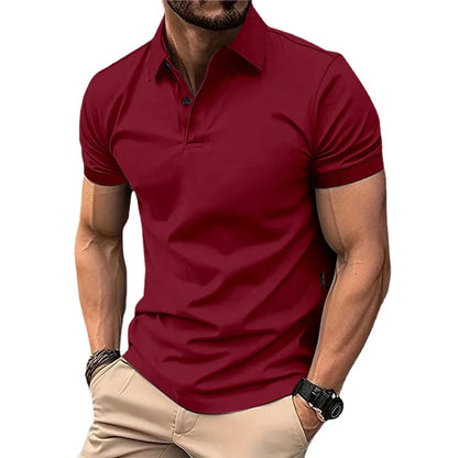 Summer Men's Solid Color Polo Shirt Short Sleeve Lapel Button Tshirts for Men Casual Streetwear Lightweight Jogging Tops