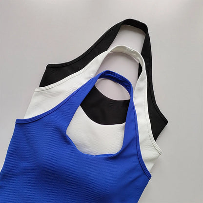 One Piece Cup 2023 Summer New Sports Bra Women's Shockproof Running Gathering Bra Hanging Neck Back Fitness Tank Top