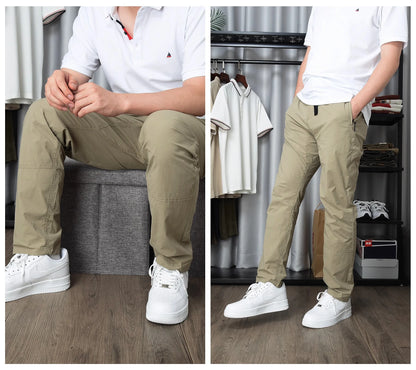 Summer New American Retro Thin Quick-drying Stretch Driving Casual Pants Men's Simple Outdoor Chino Business Straight Trousers