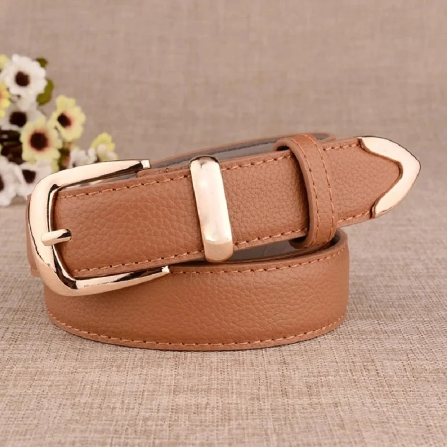 Women's Trousers Belt  Leather Trend White Belt Fashion High Quality Trouser Belts Solid Vintage Pin Buckle Ladies Strap LB2146-