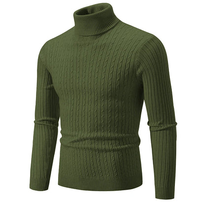 New Men's Turtleneck Sweater Casual Men's Knitted Sweater Warm Fitness Men Pullovers Tops