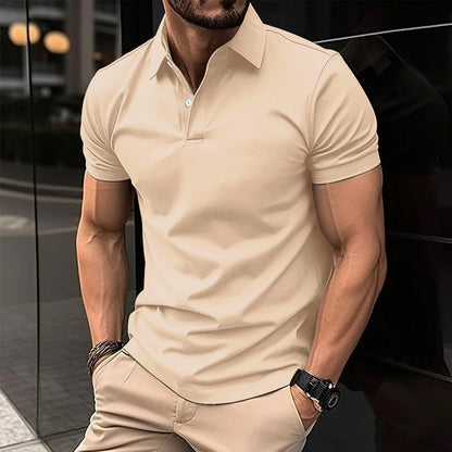 Best-Selling Men's Short-Sleeved Polo Shirt Lapel Button Solid Color Men's T-Shirt Summer Casual Comfortable Golf Men's Clothing