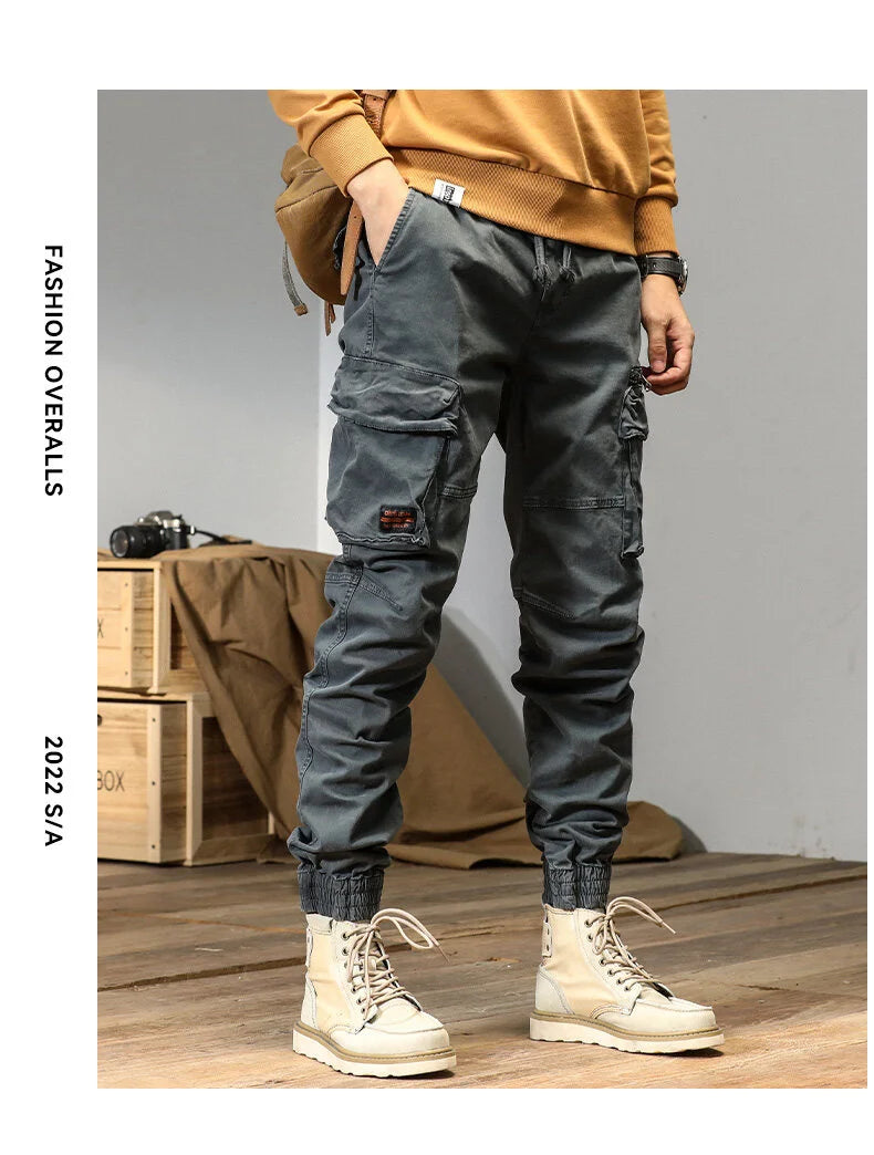 CAAYU Joggers Cargo Pants Men Casual Y2k MultiPocket Male Trousers Sweatpants Streetwear Techwear Tactical Track Black Pants Men