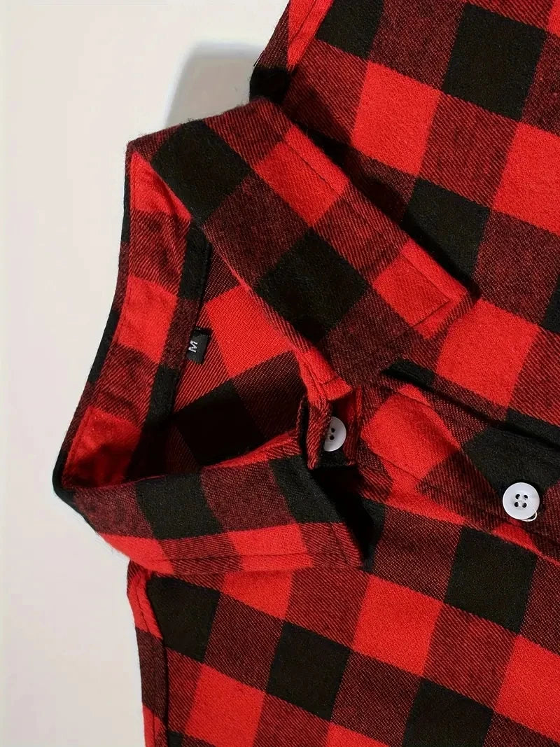 Mens Shirts Single Breaste Classic Plaid Smart Casual Flannel Shirt Long Sleeved Chest Two Pockets Design Spring Autumn Men Tops