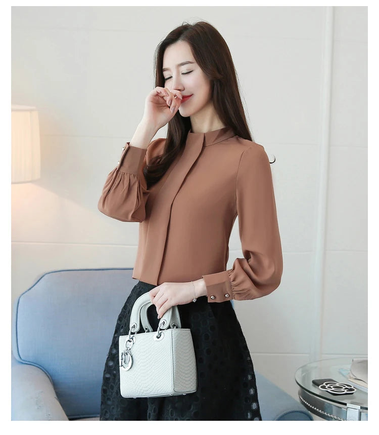 New Autumn Spring Tops Women Fashion Ladies Long Sleeve Shirts Casual Chiffon Blouse 2025 Work Wear Office Blusas Femininas