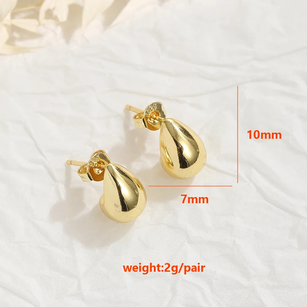 BenS Mini Gold plated Chunky Dome Drop Earrings Glossy Teardrop Stud Earrings for women 2024 Fashion jewelry wholesale E12