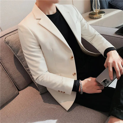 2025 High Quality Solid Single Button Casual Blazer Men's Korean Simple Business Elegant Fashion Party Slim Fit Suit Jacket 4XL