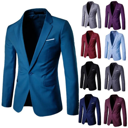 Business Casual Suit Man Best Man Wedding One Button Blazer Men's