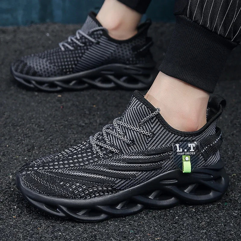 YRZL Men Sports Running Black Jogging Shoes Casual Sneakers Outdoor Breathable Mesh Women Light Shock-absorption Sneakers Men