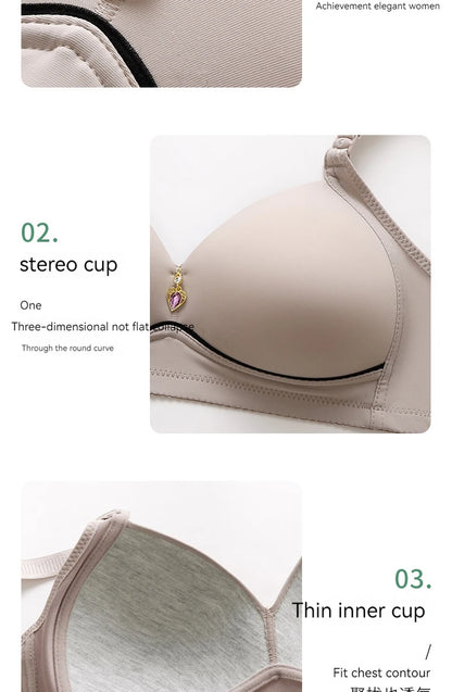 New Non-magnetic Thin Cup Glossy Fat Mm Bra Large Size No Underwire Comfortable Breathable Gathered Women's Underwear