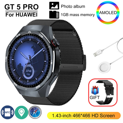 New GT 5 Pro Smart Watch Men Women 1GB Memory 466*466 HD Screen SmartWatch Heart rate Blood oxygen GPS tracker NFC Smartwatch