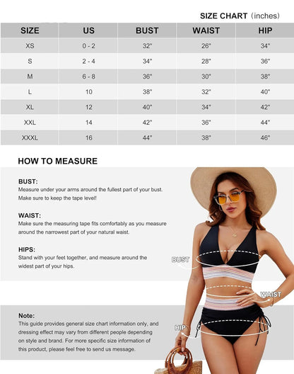 2025 Women's Shoulder High Waist Split Bikini Swimsuit Set with Chest Cushion and Adjustable Shoulder Straps