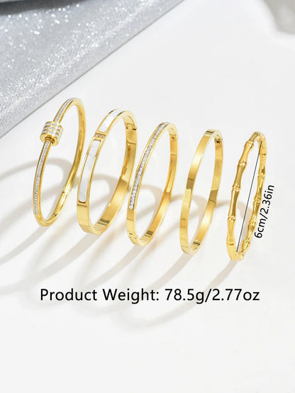 Europe and the United States hot stainless steel four-leaf clover lucky bracelet fashion women's nail bracelet gold bangles