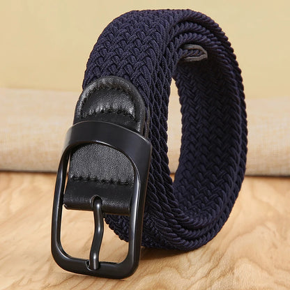 Non-hole Punch-free MEN'S AND WOMEN'S Woven Belt Elastic Stretch Canvas Belt Female Korean Style Versatile Student Pants Belt