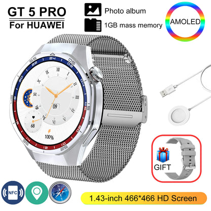 New GT 5 Pro Smart Watch Men Women 1GB Memory 466*466 HD Screen SmartWatch Heart rate Blood oxygen GPS tracker NFC Smartwatch