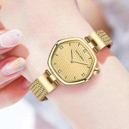 Hannah Martin Top Brand Women Stainless Steel Mesh With White Rose Gold Clock Original Japanese Quartz Movement Luxury Watches