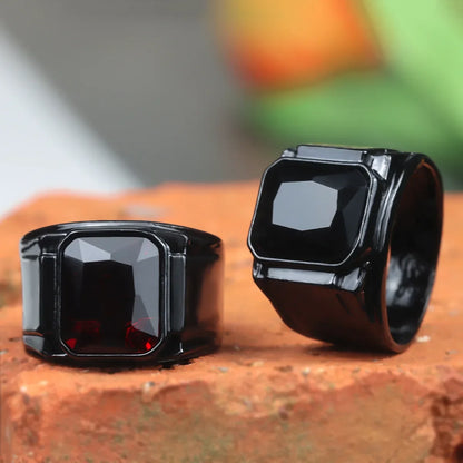 Vintage Black Red New Fashion Hand Ornament Punk Hip Hop Personality Men's Ring Gift for Men and Women Кольцо С Эмалью