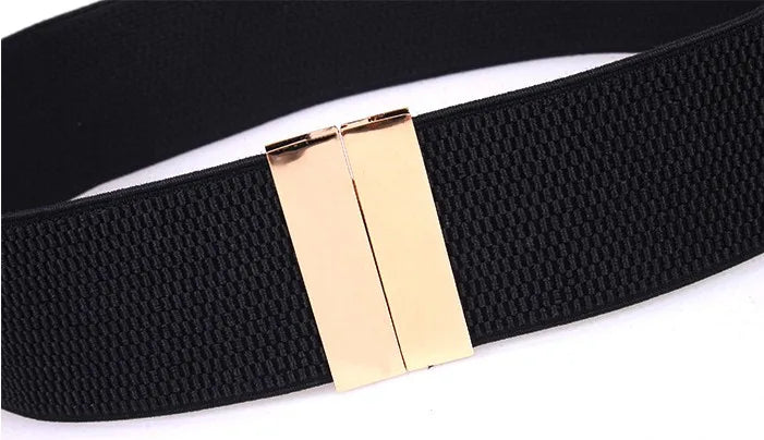 New Wide Elastic Black Belt Dress Stretch Waist Belts Women Dress Coat Accessories Waistband Corset Waist Metal Buckle Lady