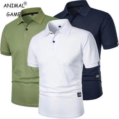 Summer Mens Solid Color Polo Shirt Men's Short Sleeve Button Tshirts Lightweight Lapel Streetwear Sport Casual Streetwear