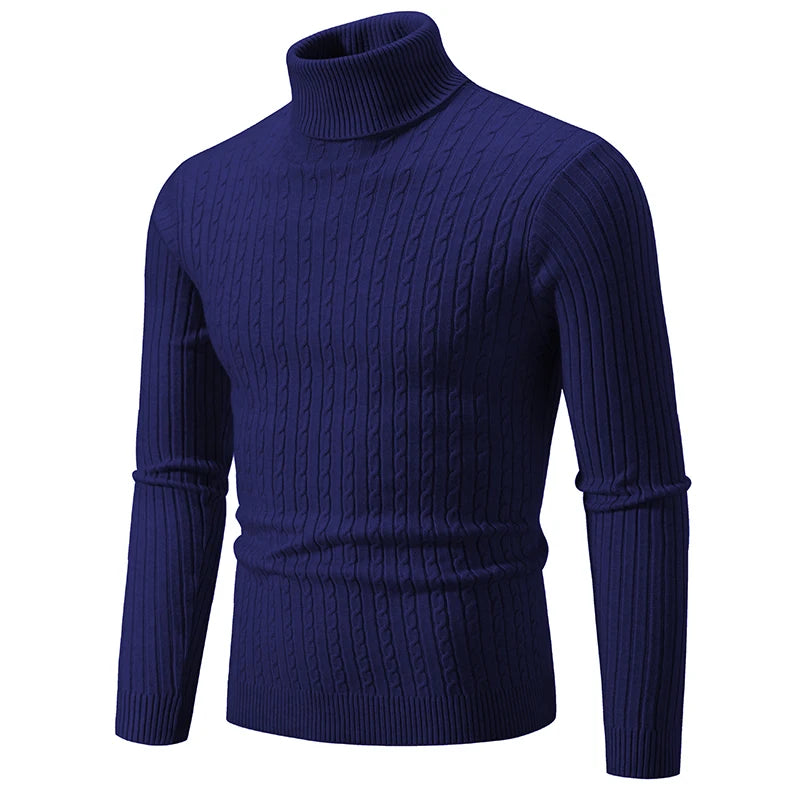 New Men's Turtleneck Sweater Casual Men's Knitted Sweater Warm Fitness Men Pullovers Tops