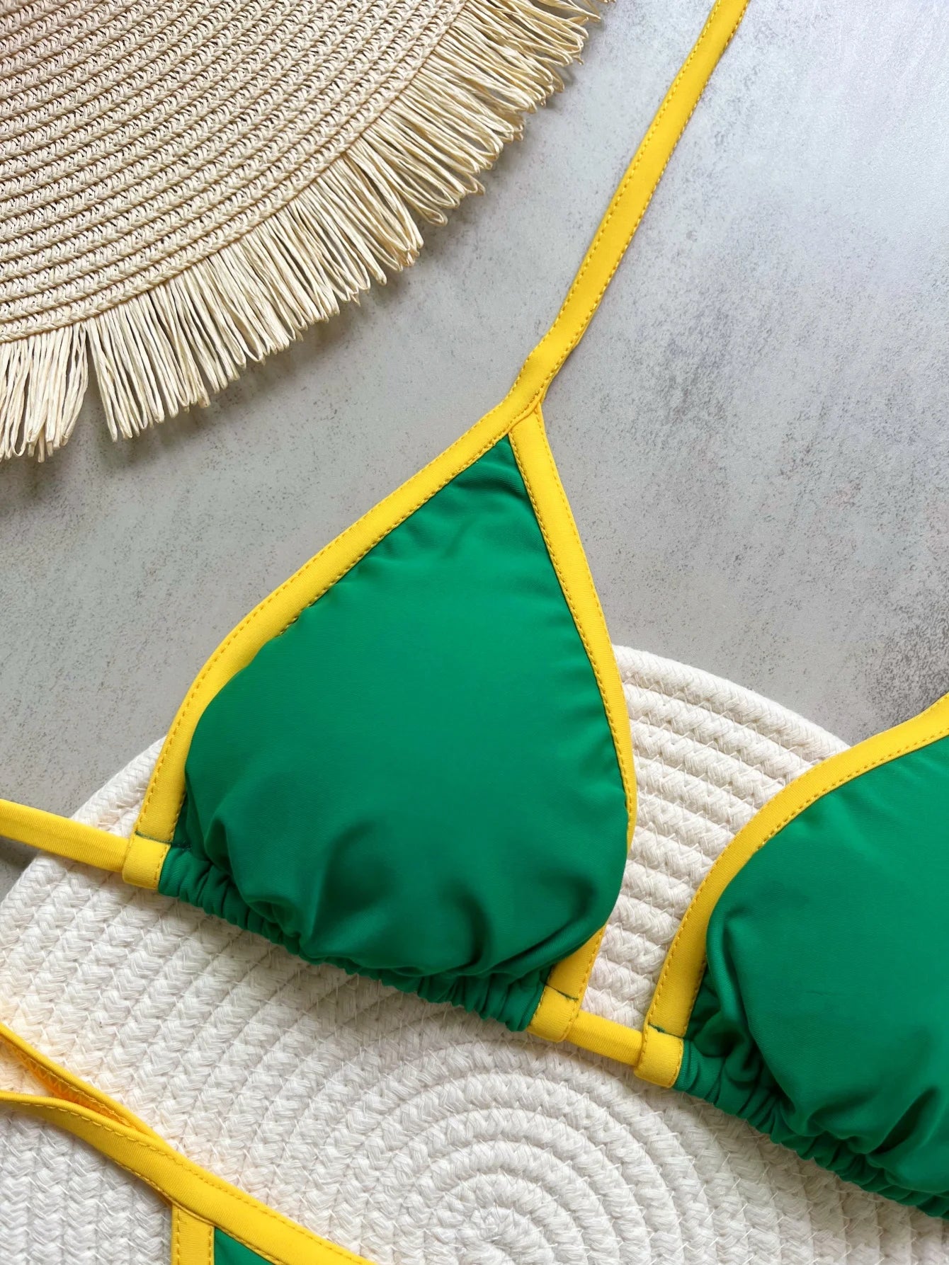 RUOTONSEPT Sexy Embroidery Brasil Flag Contrast Split Bikini Set Women Swimwear Patchwork Swimsuit Hottie Outfit SummerBeachwear