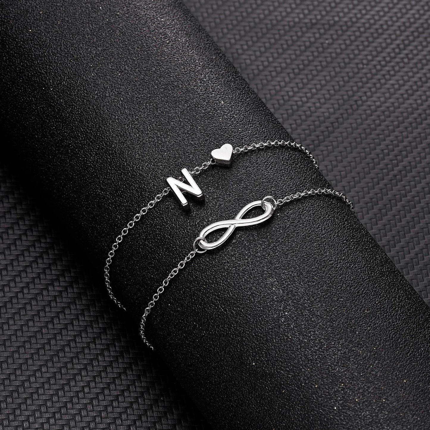 Bohemia A-Z Letter Initial Anklet For Women Silver Color Initial Heart Anklet Bracelet Leg Chain Beach Party Travel Foot Jewelry