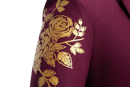 Men's Paisley Floral Gold Bronzing Printed Blazer Luxury Evening Prom Dress 2024 Suits Formal Jackets for Men Costume Homme Coat