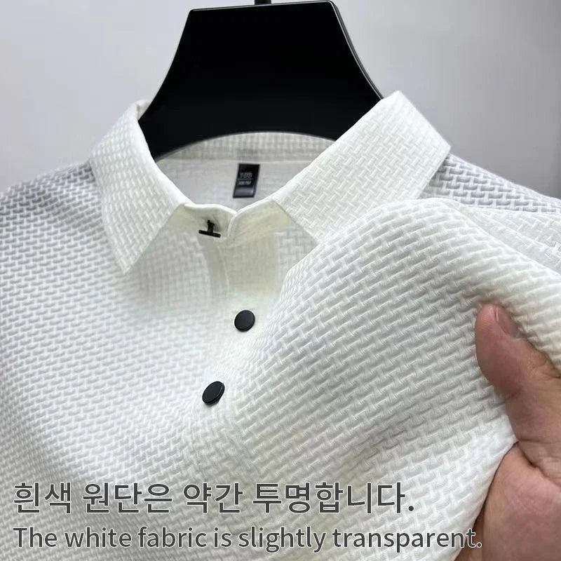 Waffle Ice Silk Short Sleeved Men's Polo Shirtsweat Absorbing Casual Shirtcool and Breathable New Style High-quality Busin