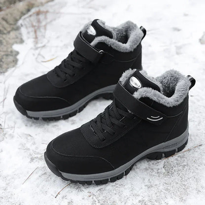 Men's Warm Snow Boots Outdoor Leather Thick Plush Winter Men's Casual Sports Shoes Waterproof and Durable Trendy Sports