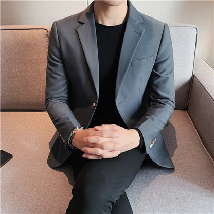 2025 High Quality Solid Single Button Casual Blazer Men's Korean Simple Business Elegant Fashion Party Slim Fit Suit Jacket 4XL