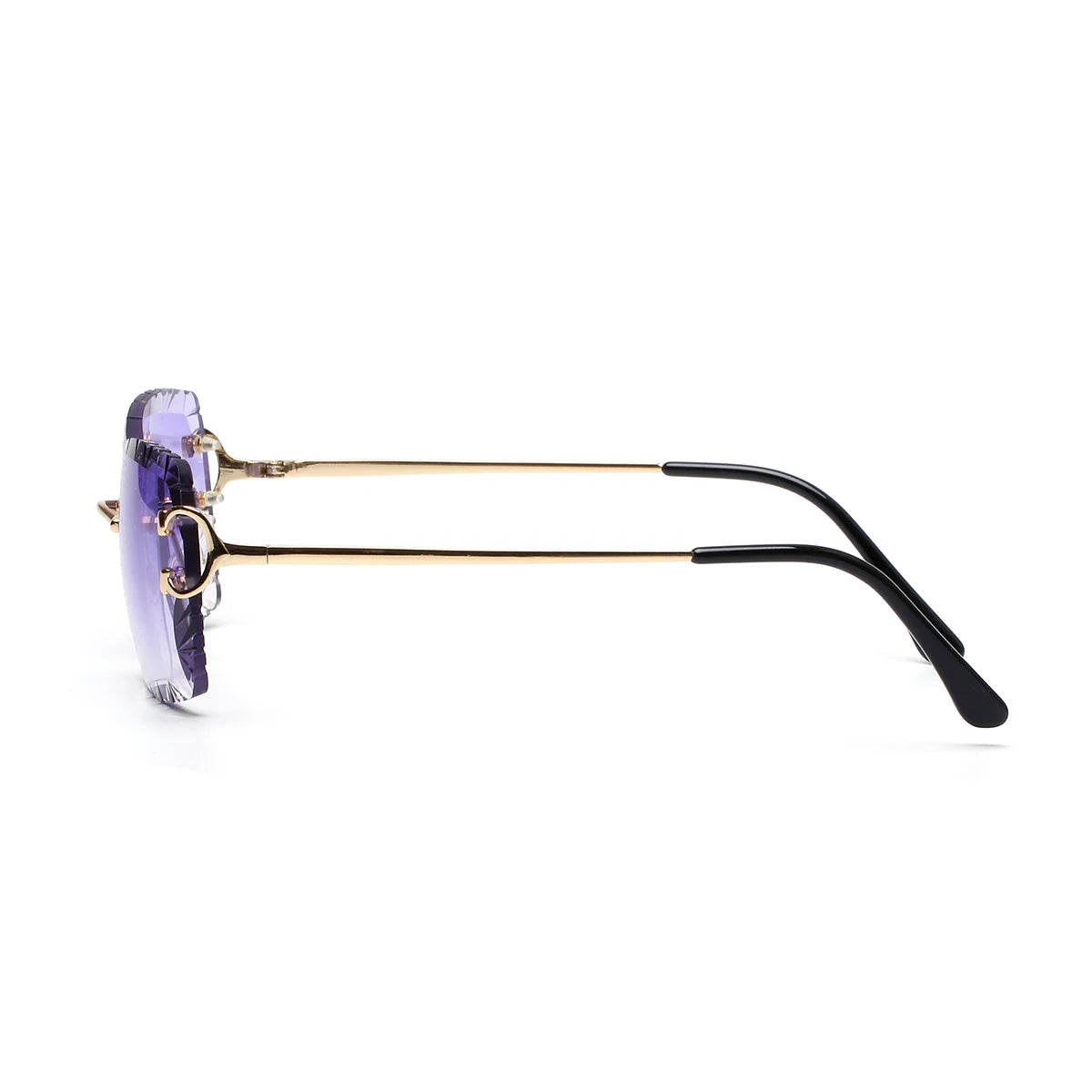 Ruiao Luxury high quality rimless diamond cut nylon lens UV400 Sunglasses fashion square metal legs glasses for men women