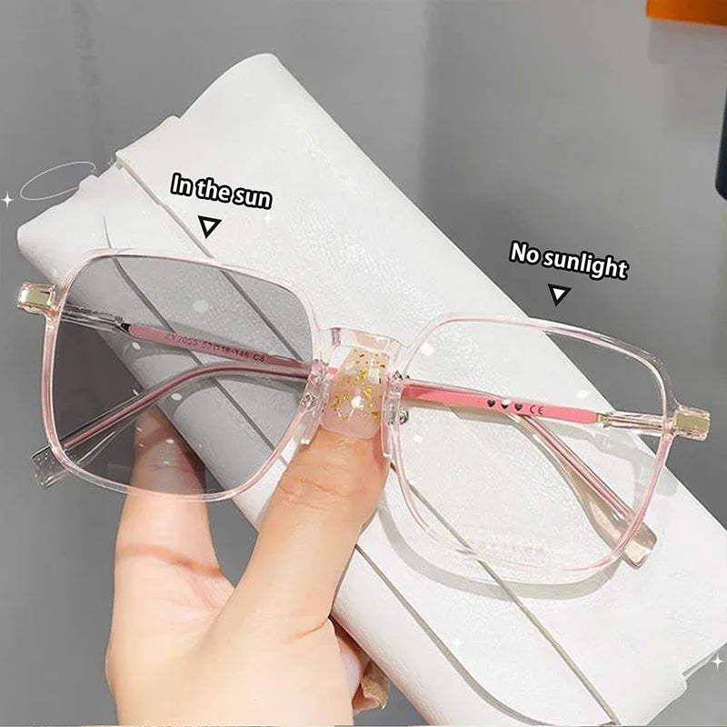 Photochromic Anti Radiation Glasses Metal Eyeglass For Woman Men