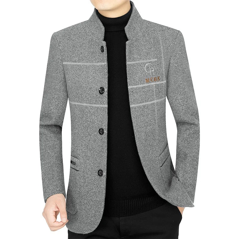 New Men Casual Woolen Blazers Jackets Business Suits Coats Wool Blends Male Autumn Slim Fit Blazers Suits Coats Mens Clothing