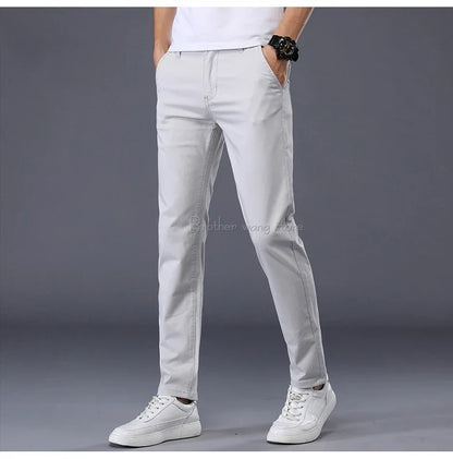 7 Colors Men's Classic Summer Thin Casual Pants Business Fashion Stretch Cotton Slim Solid Color Trousers Male Brand Clothes