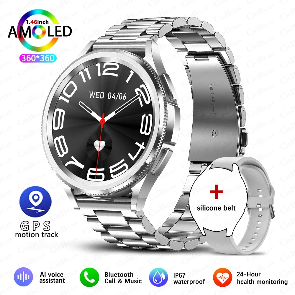 For Samsung Galaxy Watch 6 Classic Smartwatch Men's GPS Sports Fitness Women's Health Waterproof Bluetooth Call Smart Watch 2024