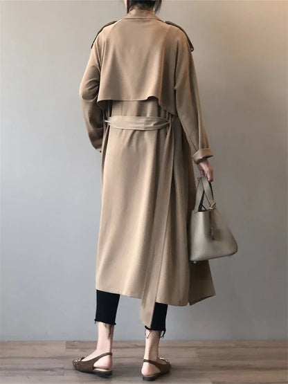 Winter Women Coat Female Trench Jacket Vintage Maxi Classic Long Trench Women Coat Oversize Female Windbreaker Blazers  Coat