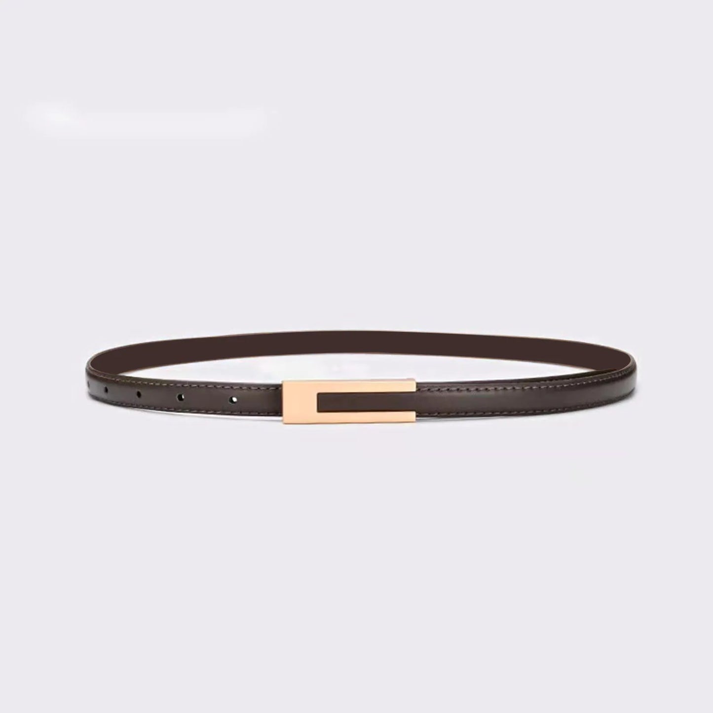 Women Korean Fashionable PU Leather Thin Waist Strap Metal Accessories Basic Belt Women Casual Porous Adjustable Fashion Belts