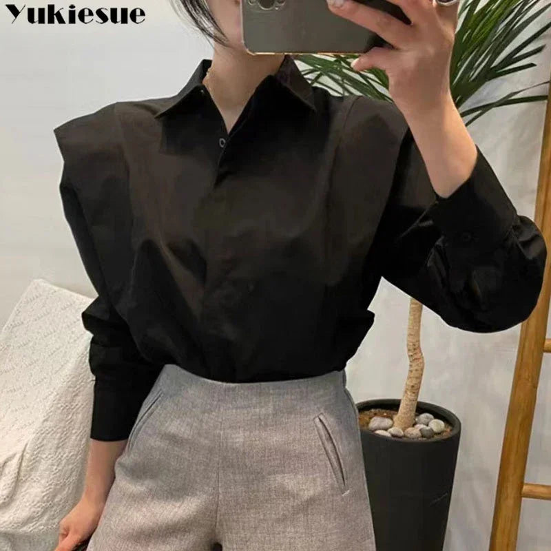 Women's Shirt Autumn 2025 New Chic Long-Sleeve Loose Blouses Street Elegant Tops Shirt OL office women blouses and tops shirts