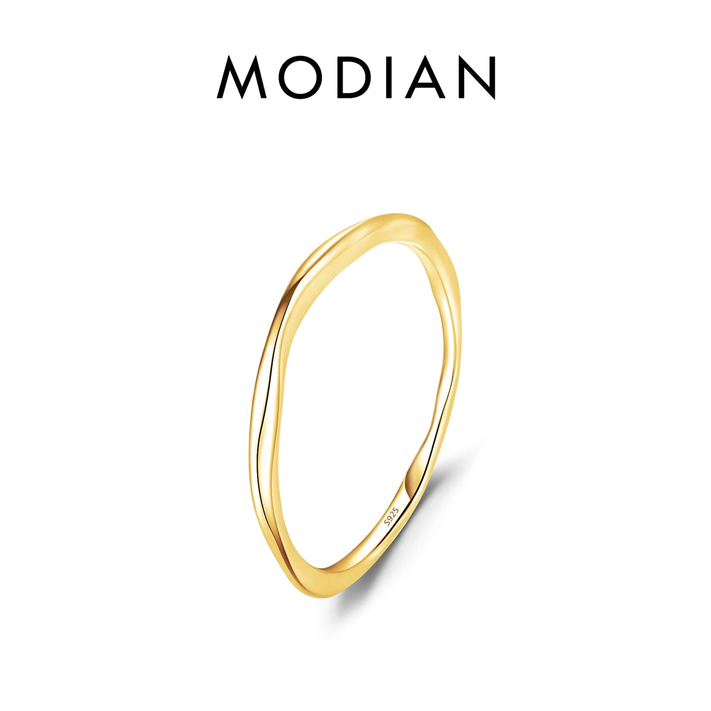 MODIAN 925 Sterling Silver Simple Fashion Stackable Ring Classic Wave Geometric Exquisite Finger Rings For Women Party Jewelry