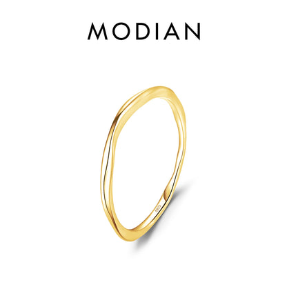 MODIAN 925 Sterling Silver Simple Fashion Stackable Ring Classic Wave Geometric Exquisite Finger Rings For Women Party Jewelry