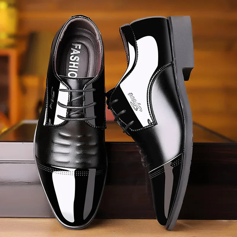 Men Dress Shoes Patent Leather Oxford Shoes Male Formal  Big Size 38-48 Handsome Men Pointed Toe  for Wedding