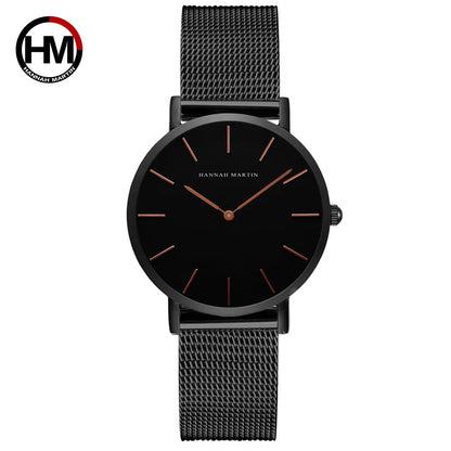 Hannah Martin Japan Quartz Movement High Quality Women Stainless Steel Mesh Rose Gold Waterproof Ladies Watch Dropshipping CB36