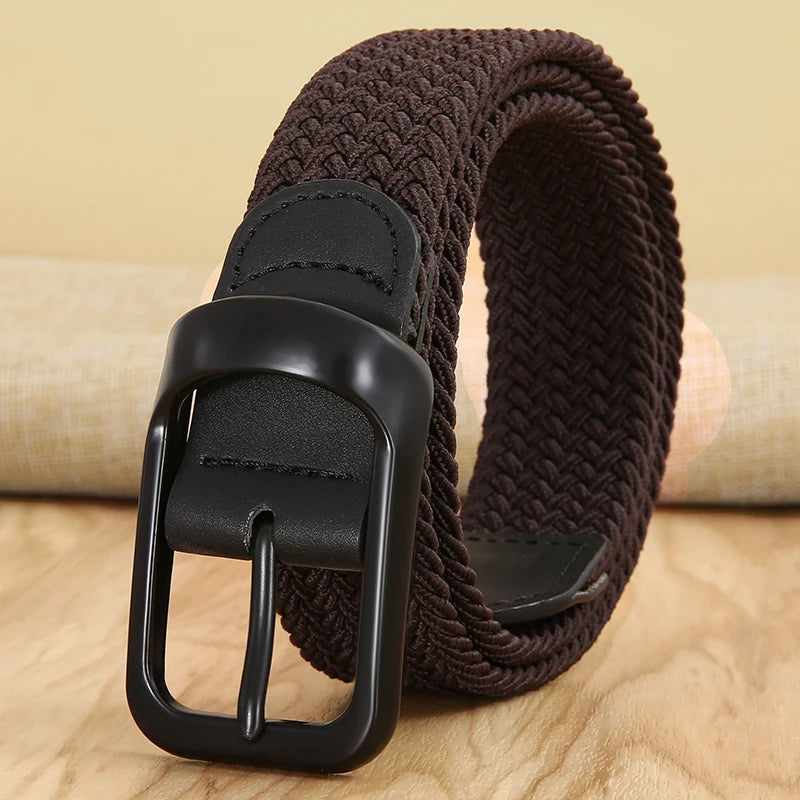 Non-hole Punch-free MEN'S AND WOMEN'S Woven Belt Elastic Stretch Canvas Belt Female Korean Style Versatile Student Pants Belt